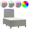 vidaXL Boxspringbett mit Matratze & LED Hellgrau 120x190 cm Samt