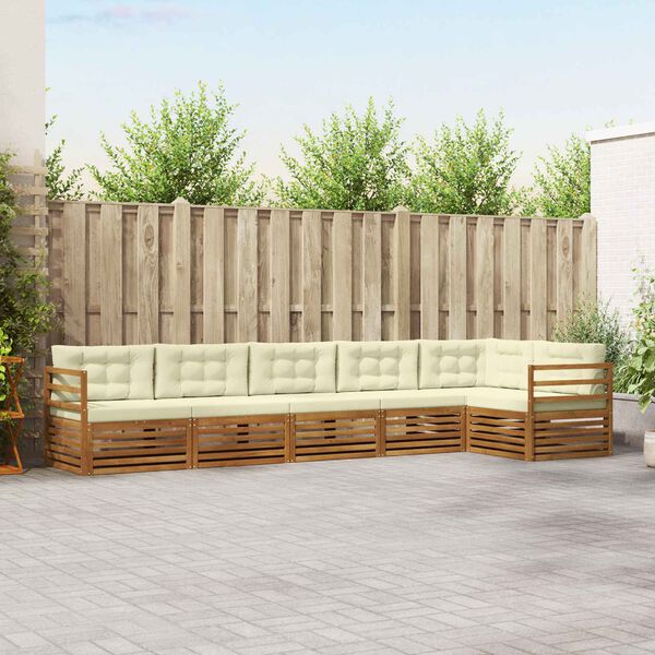vidaXL Outdoor-Sofagarnitur mit Kissen 6 pcs Natur und Creme