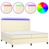 vidaXL Boxspringbett mit Matratze & LED Creme 200x200 cm Kunstleder