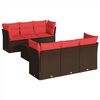 vidaXL 7-tlg. Garten-Sofagarnitur mit Kissen Braun Poly Rattan