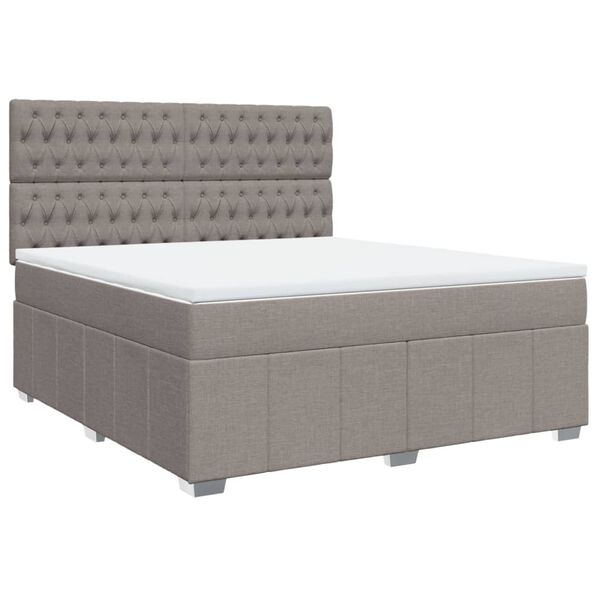 vidaXL Boxspringbett mit Matratze Taupe 180x200 cm Stoff
