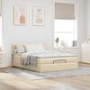 vidaXL Ottomane Bett mit Matratze & LEDs Creme 140x190 cm Stoff