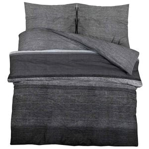 vidaXL Bettw&auml;sche-Set Dunkelgrau und Schwarz 200x220 cm Baumwolle