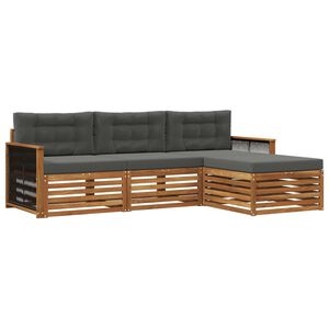vidaXL Outdoor-Sofagarnitur Natur und Anthrazit 249 x 162,5 x 73 cm