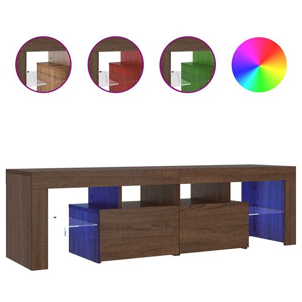 vidaXL TV-Schrank mit LED-Leuchten Braun Eichen-Optik 140x36,5x40 cm