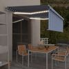 vidaXL Markise Automatisch mit Rollo LED Windsensor 4x3 m Blau & Wei&szlig;