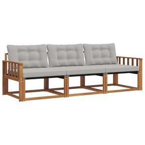 vidaXL Outdoor-Sofagarnitur 3 stk. 3-Sitzer Natur und Hellgrau