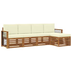 vidaXL Outdoor-Sofagarnitur 5 pcs Natur und Creme Massivholz Akazie