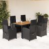 vidaXL 7-tlg. Garten-Essgruppe mit Kissen Schwarz Poly Rattan