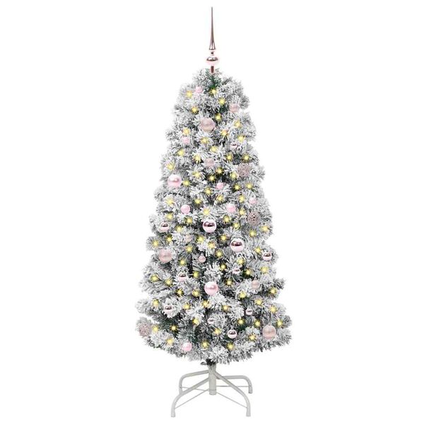 vidaXL K&uuml;nstlicher klappbarer Weihnachtsbaum Gr&uuml;n und Wei&szlig; 150 cm