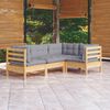 vidaXL 4-tlg. Garten-Lounge-Set mit Grauen Kissen Kiefernholz