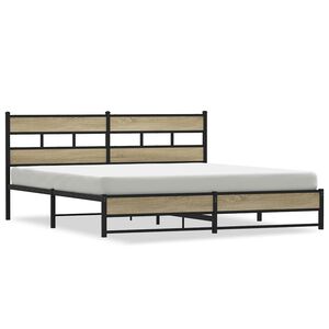 vidaXL Metallbett ohne Matratze Sonoma-Eiche 183x213 cm