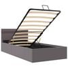 vidaXL Bett mit Bettkasten Hydraulisch LED Grau Kunstleder 100x200 cm
