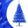 vidaXL K&uuml;nstlicher Halb-Weihnachtsbaum mit St&auml;nder Blau 120 cm PVC