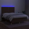 vidaXL Boxspringbett mit Matratze & LED Dunkelbraun 140x200 cm Stoff