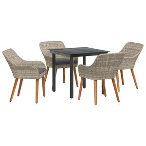 vidaXL Essgruppe Hellgrau Poly Rattan