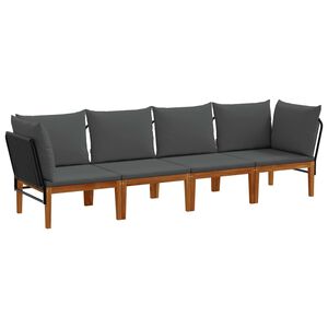 vidaXL 4 stk. Massives Akazienholz & Seil Natur