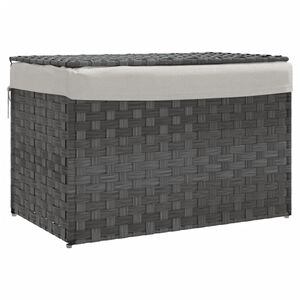 vidaXL W&auml;schekorb mit Deckel Grau 55,5x35x34 cm Poly Rattan