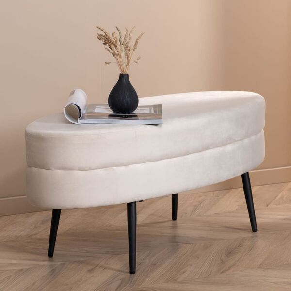 Venture Home Ottomane Otto 100x40x41 cm Samt Cremewei&szlig;