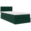vidaXL Ottoman-Bett mit Matratze & LEDs Dunkelgr&uuml;n 100x200 cm Samt