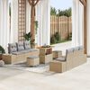 vidaXL Gartensofa-set mit Kissen mit Speicher 9 pcs Beige Poly Rattan