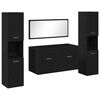 vidaXL Badezimmerm&ouml;bel-Set 4 pcs Schwarz Eichen-Optik Holzwerkstoff