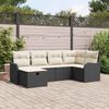 vidaXL Garten-Sofa-Set mit Kissen 6 pcs Schwarz und Creme Poly Rattan