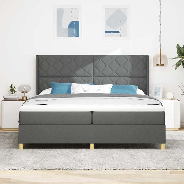vidaXL Boxspringbett mit Matratze mit Kopfteil Grau 200 x 200 cm Stoff