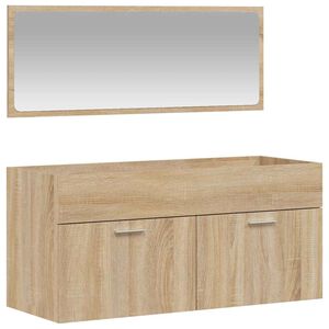 vidaXL Badschrank mit Spiegel Sonoma-Eiche Holzwerkstoff