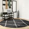 vidaXL Shaggy-Teppich PAMPLONA Hochflor Modern Schwarz Creme Ø 200 cm