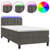 vidaXL Boxspringbett mit Matratze & LED Dunkelgrau 80x200 cm Samt