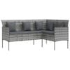 vidaXL Sofa in L-Form mit Kissen Poly Rattan Grau