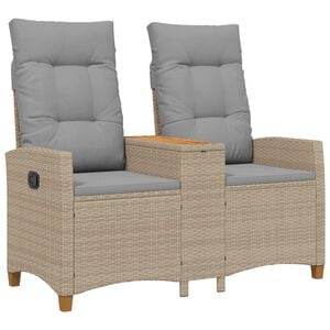 vidaXL Liegebank mit Tisch 2 -Seater 126 x 65 x 112 cm Poly-Rattan