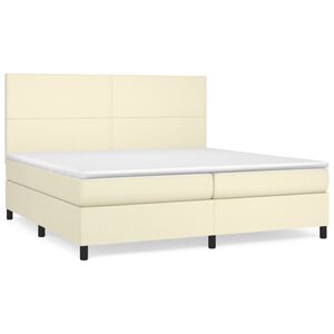 vidaXL Boxspringbett mit Matratze Creme 200x200 cm Kunstleder