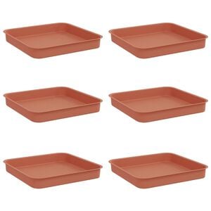 vidaXL Quadratisches Blumentablett 6 stk. Ziegelrot 15 x 15 x 2 cm