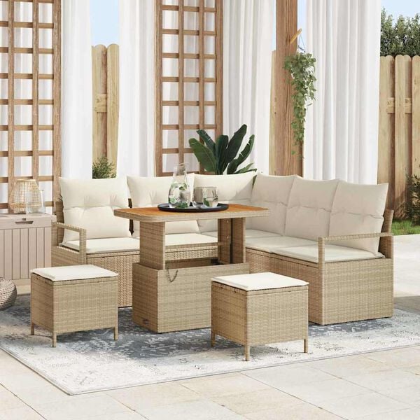 vidaXL Gartensofa-set mit Kissen 8 pcs Beige Poly-Rattan