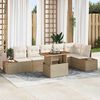 vidaXL Garten-Sofa-Set mit Speicher 7 pcs Beige Poly Rattan