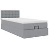 vidaXL Ottoman-Bett mit Matratze Hellgrau 90x190 cm Stoff