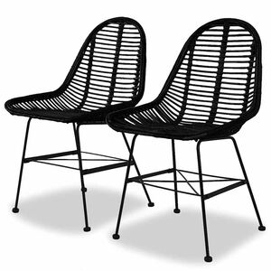 vidaXL Esszimmerst&uuml;hle 2 Stk. Natur Rattan Schwarz