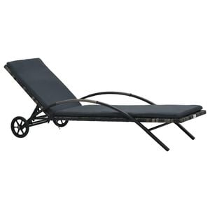 vidaXL Sonnenliege mit Kissen und R&auml;dern Poly Rattan Anthrazit
