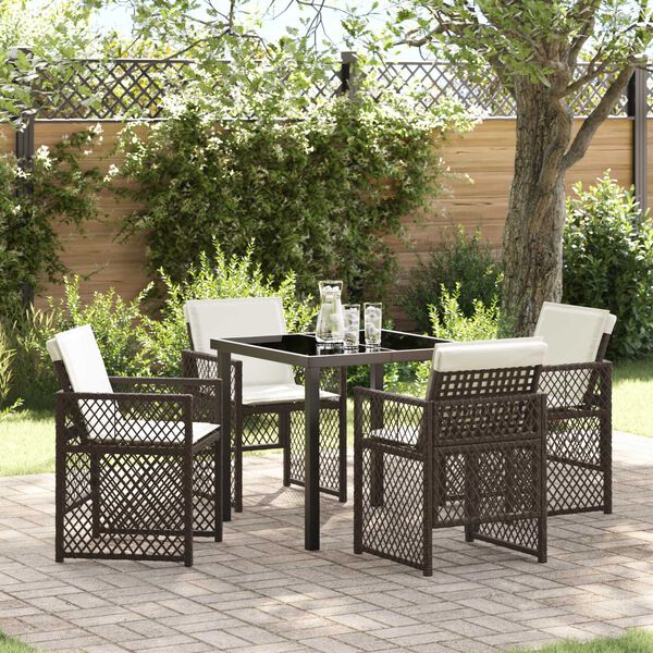 vidaXL Garten Essgruppe 5 pcs Braun Poly-Rattan