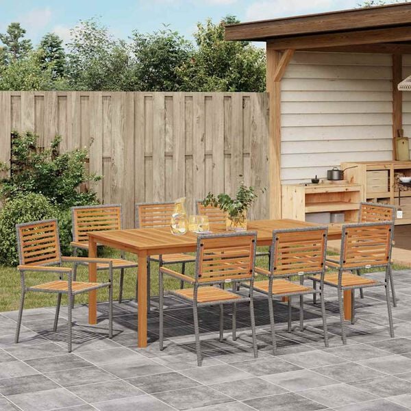 vidaXL Garten Essgruppe 9 pcs Grau Massivholz Akazie