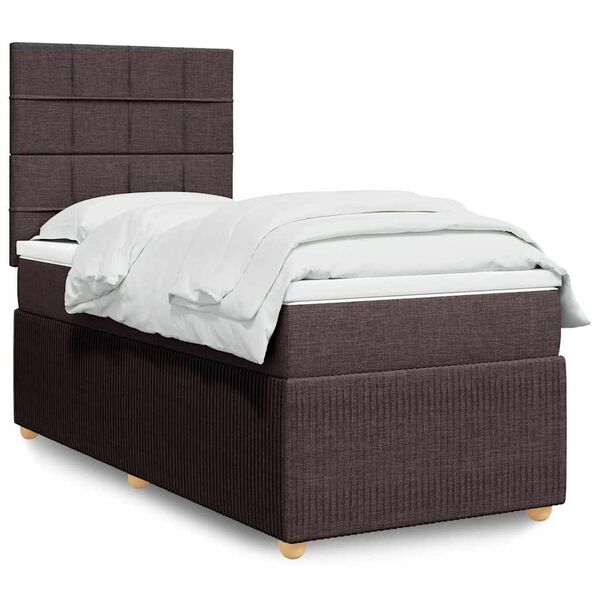 vidaXL Boxspringbett mit Matratze Dunkelbraun 90x200 cm Stoff