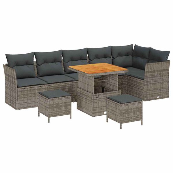 vidaXL Gartensofa-set 9 pcs Grau Poly-Rattan