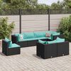 vidaXL 8-tlg. Garten-Lounge-Set mit Kissen Schwarz Poly Rattan
