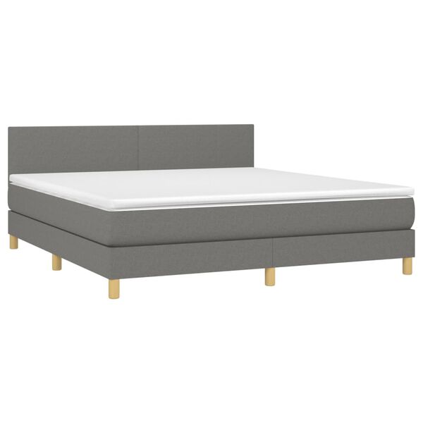 vidaXL Boxspringbett mit Matratze Dunkelgrau 180x200 cm Stoff