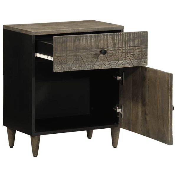 vidaXL Nachttisch Hellgrau 50x33x60 cm Massivholz Mango