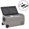 vidaXL K&uuml;hlbox mit Rollen und Adapter Schwarz & Grau 36 L PP & PE