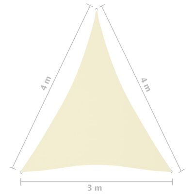 vidaXL Sonnensegel Oxford-Gewebe Dreieckig 3x4x4 m Creme