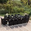 vidaXL 15-tlg. Garten-Essgruppe mit Kissen Poly Rattan Schwarz
